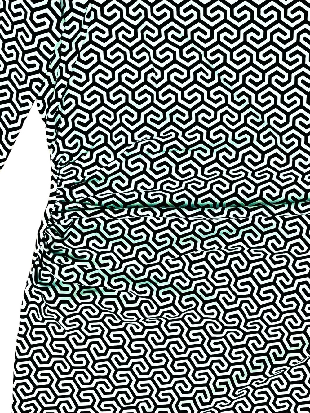 J McLaughlin Dress Catalina Cloth Mint Green Black Geometric Print Ruched Sz S - Picture 4 of 13